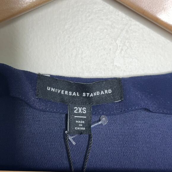 UNIVERSAL STANDARD Katy V Neck Faux Wrap Dress Maritime Navy Blue {M54} - Picture 4 of 6